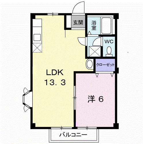 フローラ・国分寺B(1LDK/2階)の間取り写真
