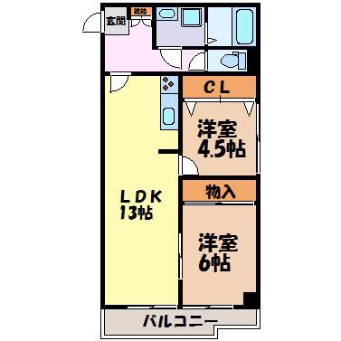 アーク上前津ビル(2LDK/6階)の間取り写真
