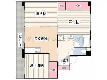 ビレッジハウス三草1号棟(3DK/2階)の間取り写真