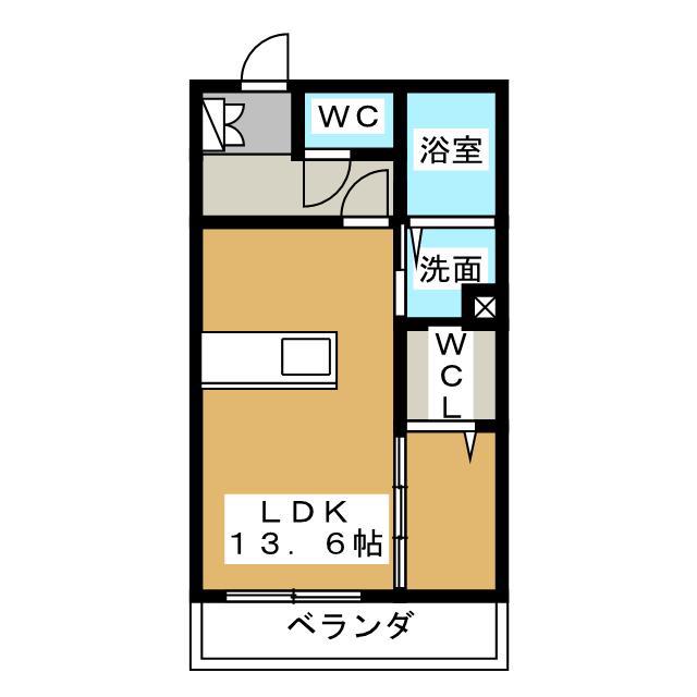 カルチェ・ジュネ(1LDK/2階)の間取り写真