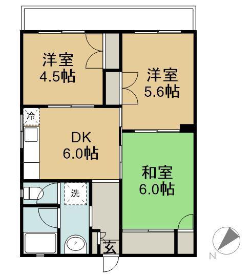 ELEGANCE REW(3DK/2階)の間取り写真