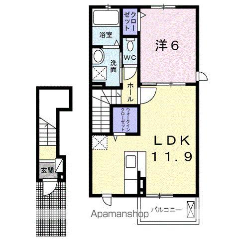 アパートメント高洲536 II(1LDK/2階)の間取り写真