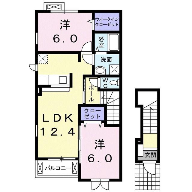 シャルマン・テール(2LDK/2階)の間取り写真