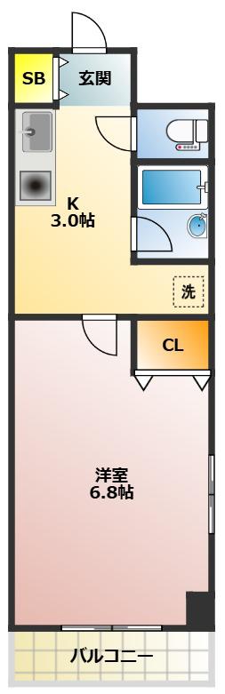 エイブルときわ台(1K/3階)の間取り写真