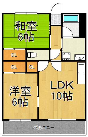 メゾン武庫之荘3番館(2LDK/3階)の間取り写真