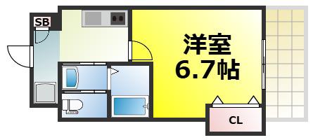 LUXEドーム前II(1K/8階)の間取り写真