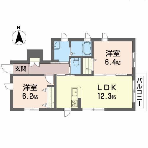レグルスII(2LDK/1階)の間取り写真