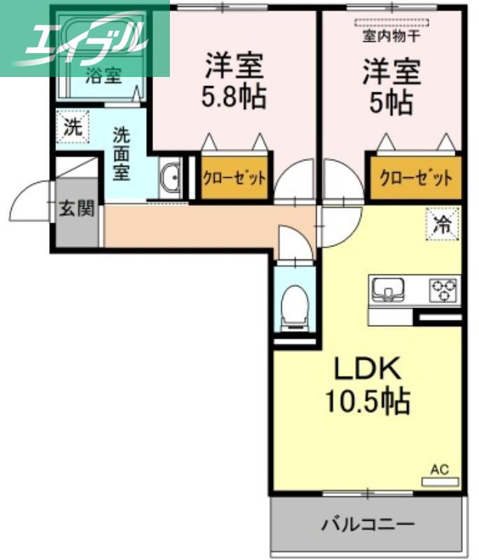 メゾンOTC(2LDK/3階)の間取り写真