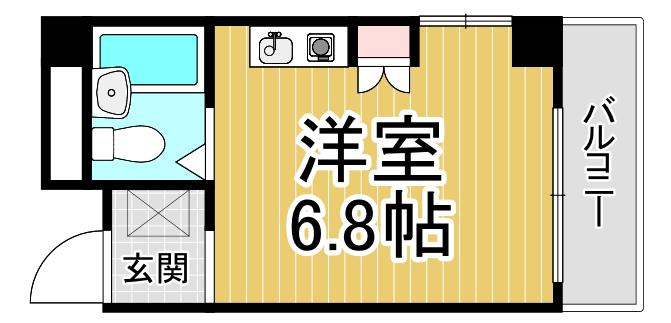 ヴィラサンローズ(ワンルーム/2階)の間取り写真