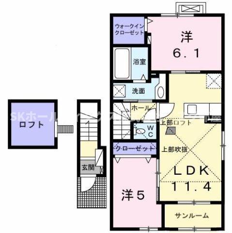 サンリット梶原III(2LDK/2階)の間取り写真