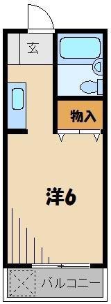 ドミール高峰I(1K/1階)の間取り写真