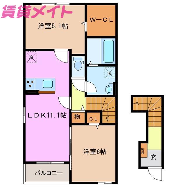 プライム プラム(2LDK/2階)の間取り写真