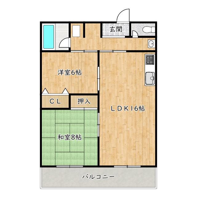 レジデンス川口(2LDK/2階)の間取り写真