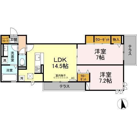 YOKOI HOUSE X(2LDK/1階)の間取り写真
