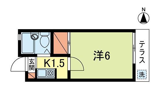 東京メトロ丸ノ内線 新高円寺駅 徒歩5分 2階建 築33年(1K/1階)の間取り写真