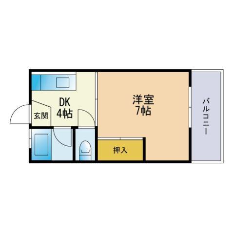 荒牧ハイツ(1DK/1階)の間取り写真