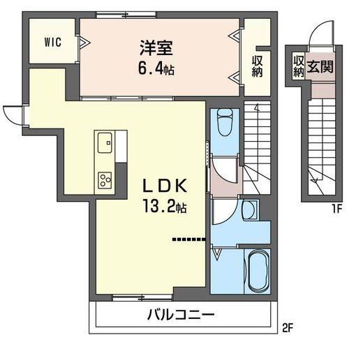 ヴァンセンヌ府中町(1LDK/2階)の間取り写真