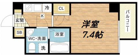 ミュプレ北浜イースト(1K/14階)の間取り写真