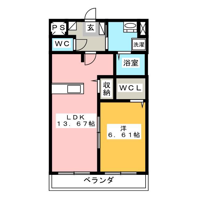 田畑ハイツそれいゆII(1LDK/2階)の間取り写真
