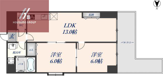 北本町プラザI(2LDK/3階)の間取り写真