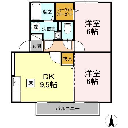 ピア ネクスト A(2DK/1階)の間取り写真