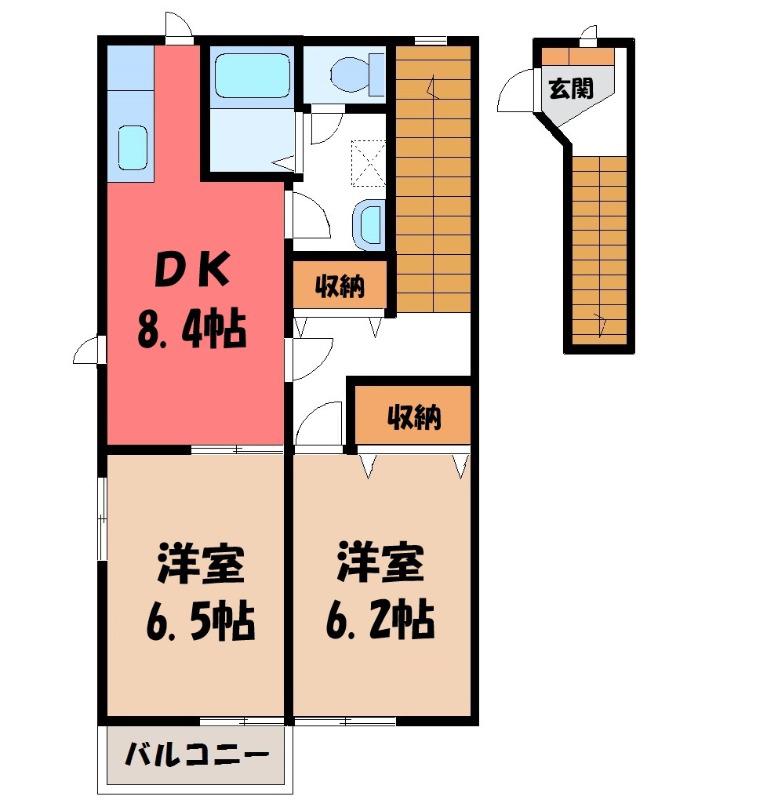 サンパティークIII(2DK/2階)の間取り写真