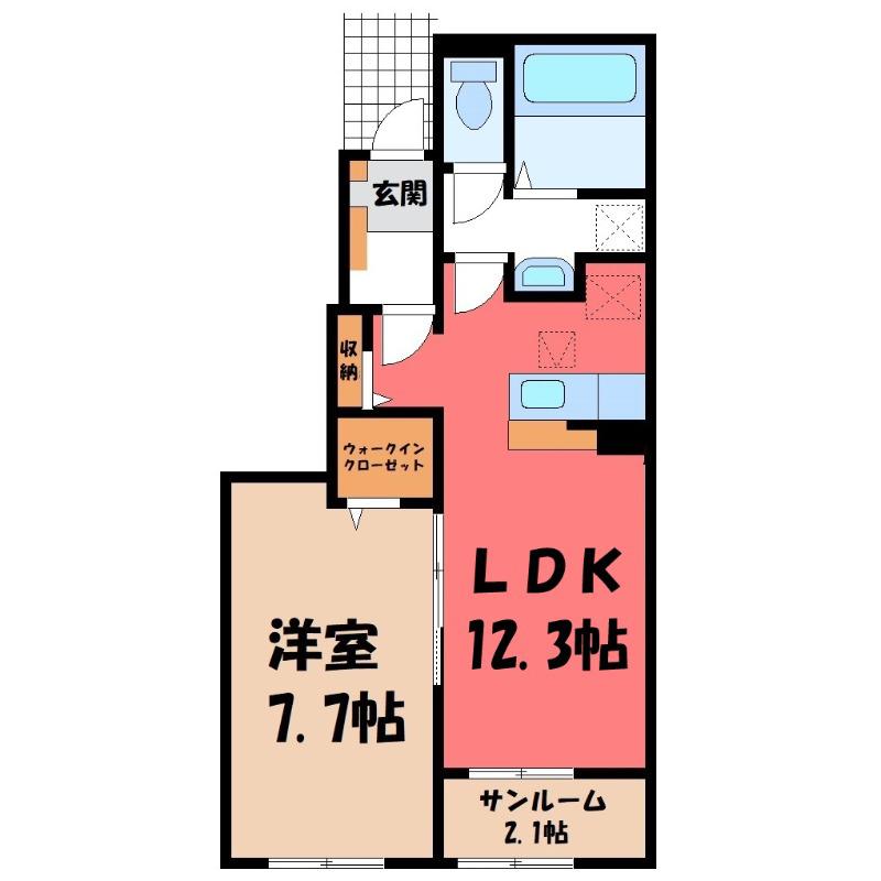 ベルデュール V(1LDK/1階)の間取り写真