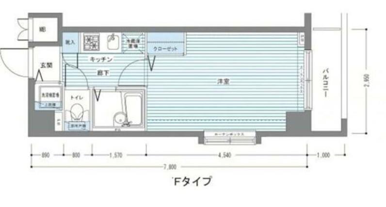 レジディア多摩川(1K/4階)の間取り写真