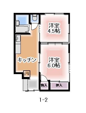 小澤コーポ(2DK/1階)の間取り写真