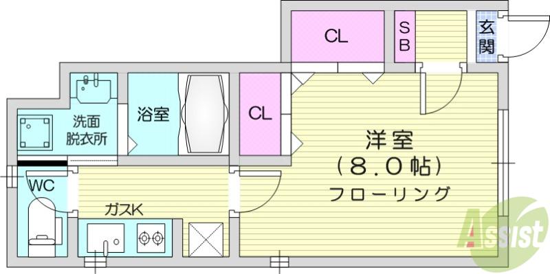 ハウスINモデラート(1K/1階)の間取り写真