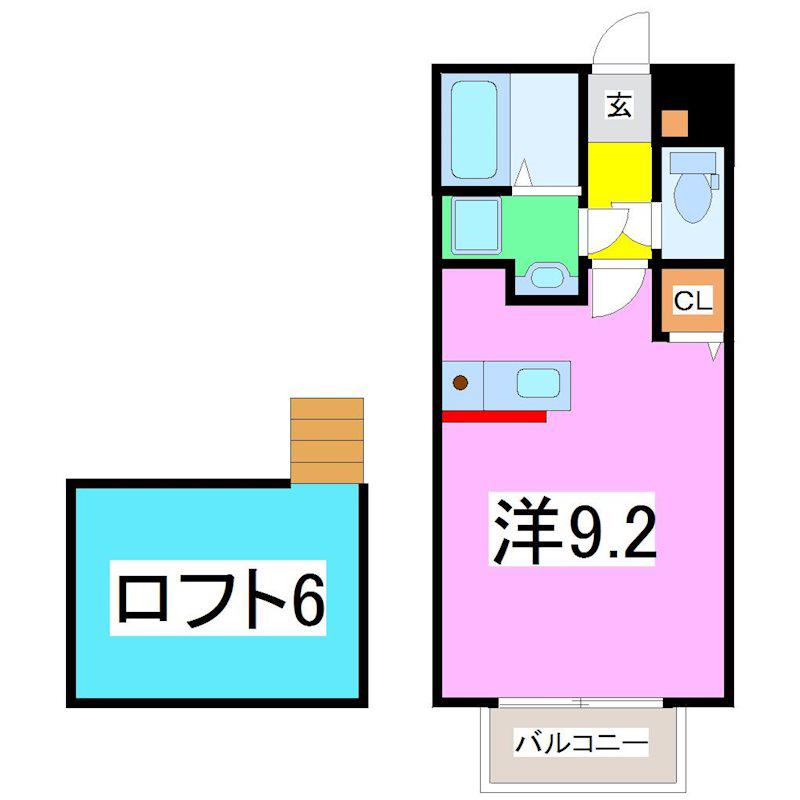 ラテラーレ(ワンルーム/2階)の間取り写真