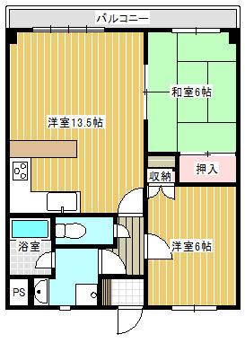 田間エクセルコート C棟(2LDK/2階)の間取り写真