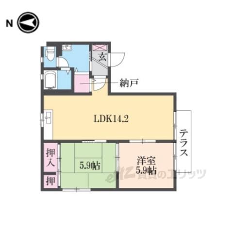 グランデール C棟(2LDK/1階)の間取り写真