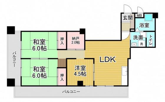 第2吉岡ビル(3SLDK/5階)の間取り写真