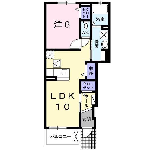 グランデュオ ケィ・ティ(1LDK/1階)の間取り写真
