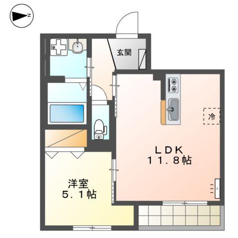 WISHING WELL(1LDK/2階)の間取り写真