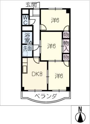 GRANDEG21K(3DK/4階)の間取り写真