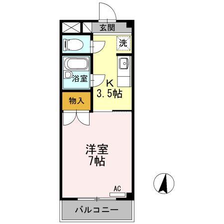 ドミール末広(1K/1階)の間取り写真