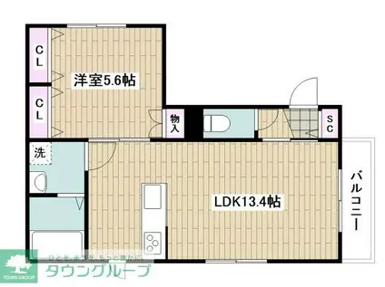 旭化成マンションボヌール(1LDK/1階)の間取り写真