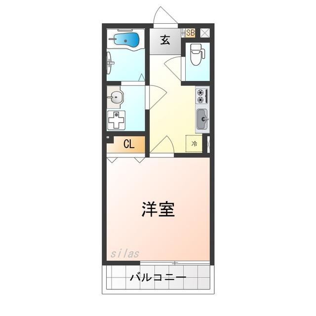ALEGRIA泉佐野鶴原サウス(1K/1階)の間取り写真