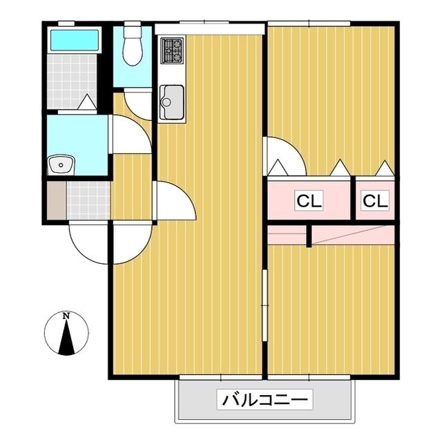 グランドディアスB(3DK/2階)の間取り写真