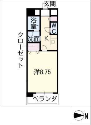 CASTLE HILLS 柳ケ瀬(1K/12階)の間取り写真