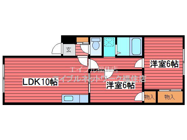 ビバリーハウス福住(2LDK/4階)の間取り写真