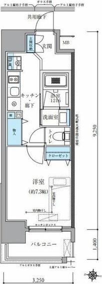 TENAS丸の内(1K/7階)の間取り写真