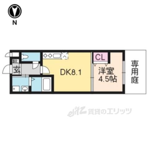RESIDENCE二条洛中庵(1DK/B1階)の間取り写真