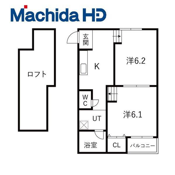 グランビア富木駅前(2K/2階)の間取り写真