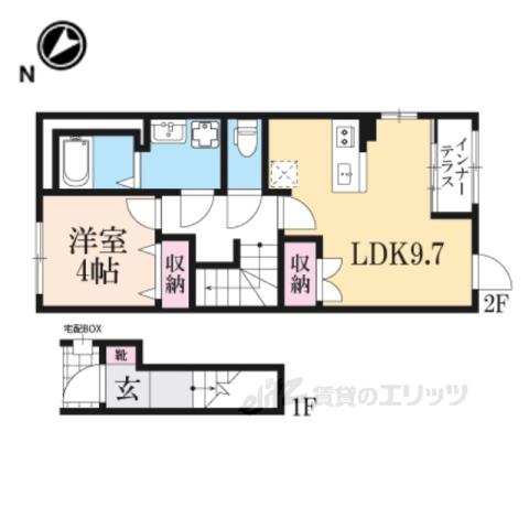 丹波篠山市中野アパート2(1DK/2階)の間取り写真