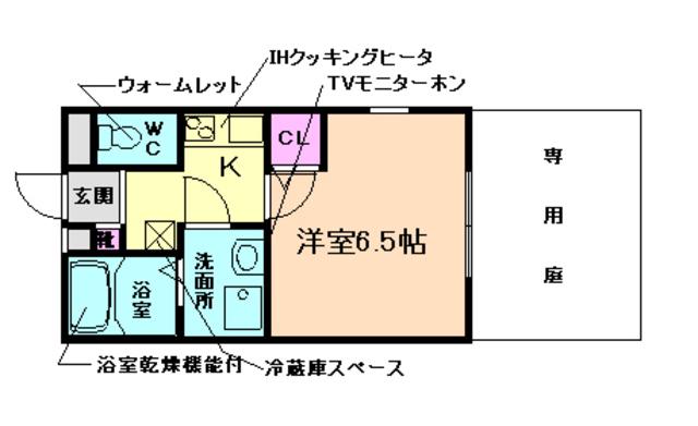 ヴェルドミール栄根(1K/1階)の間取り写真