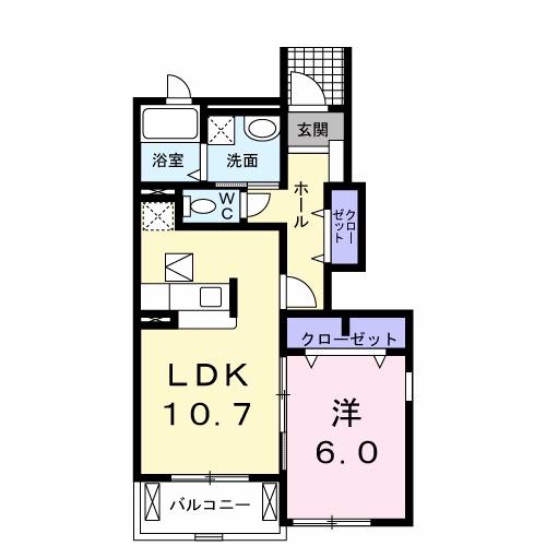 ハッピネスハウス A(1LDK/1階)の間取り写真