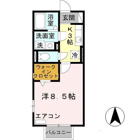 シエスタ学園南(1K/2階)の間取り写真